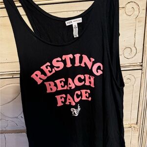PINK Victoria's Secret Black Tank with Pink Graphic Small